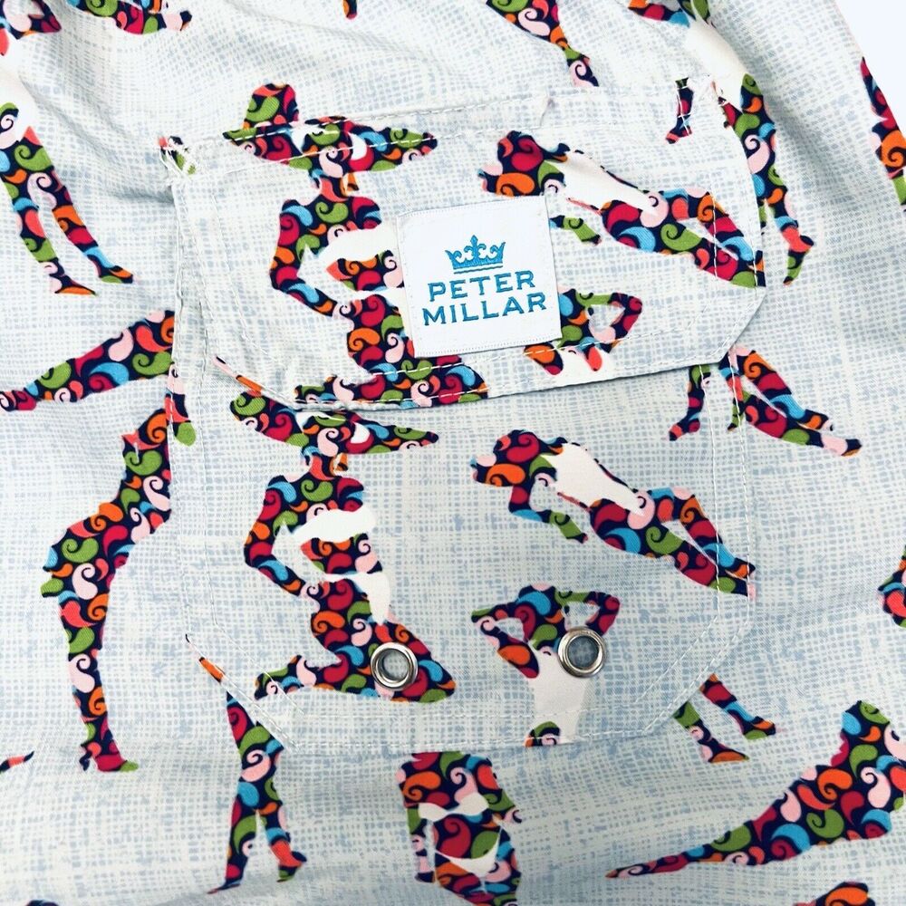 Men's Peter Millar Mermaid Waves Swim Trunks Shorts Size Large
